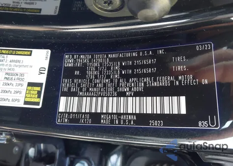 2023 Toyota Corolla Cross L z USA, uszkodzony, nr VIN 7MUAAAAG2PV050236